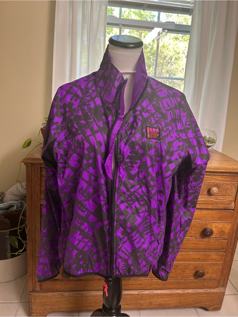 Vintage In Sport Illuminite Purple Patterned Reflective Women's windbreaker